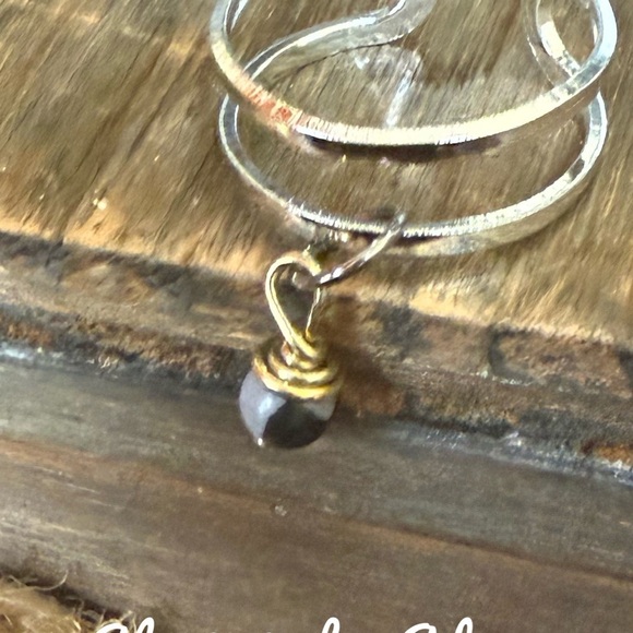 Minimalist silver ring obsidian charm - Picture 1 of 1